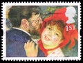 Postage stamp printed in United Kingdom shows `La Danse ÃÂ  la Campagne` Renoir, Greetings Stamps 1995 - Art serie, circa 1995 Royalty Free Stock Photo